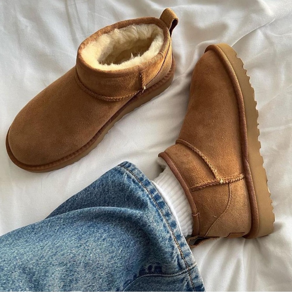 UGG ULTRA MINI Boots CHESTNUT SHEEPSKIN SUEDE - Picture 12 of 12